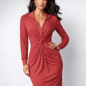 VENUS EUC Coral Long Sleeve Dress